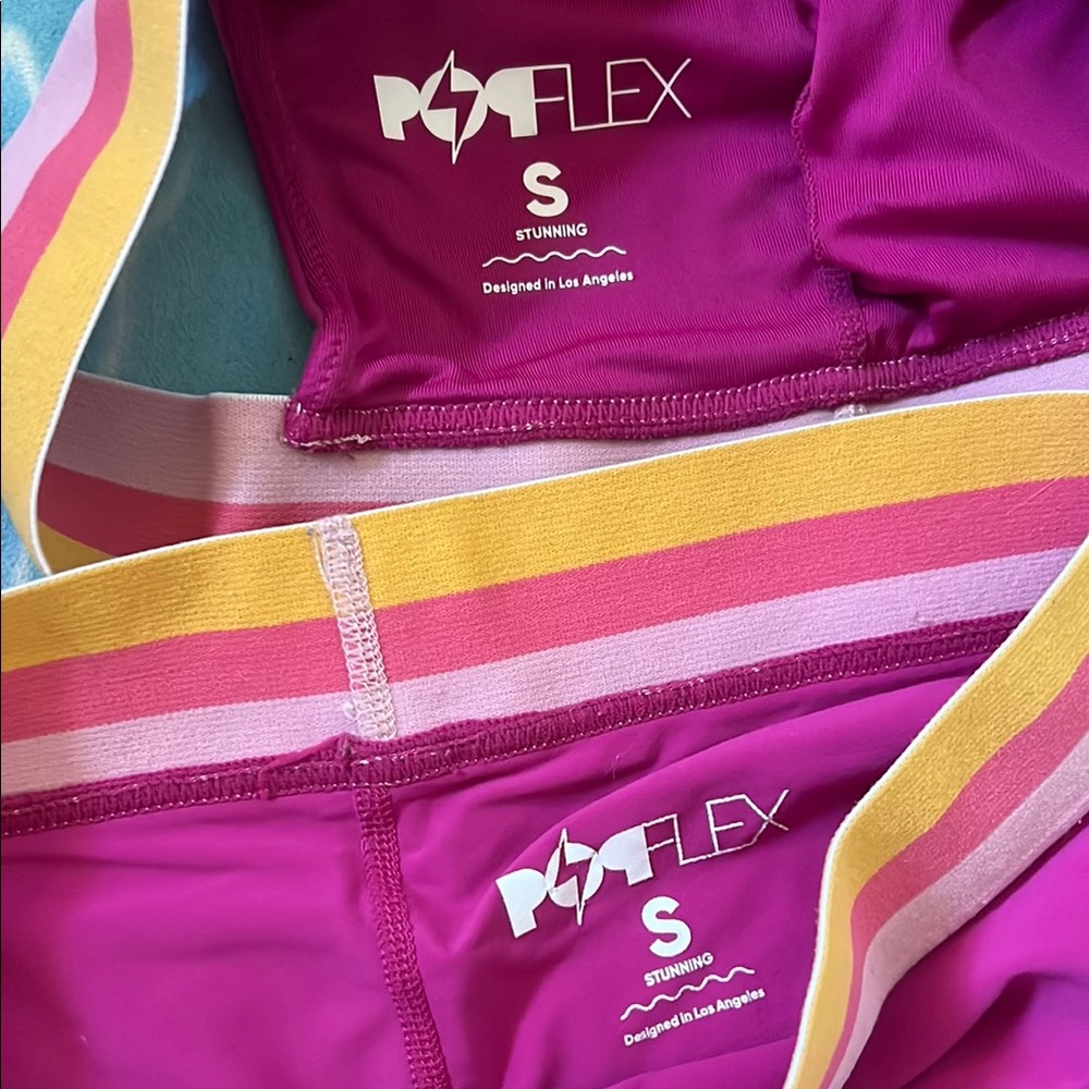 POPFLEX Magenta and Striped Activewear Set - Picture 4 of 4
